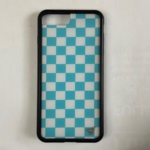 Iphone 8 Plus Blue Checkered Wildflower Case